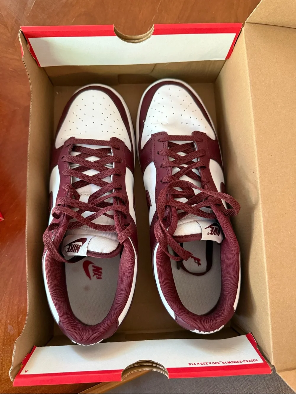 Nike Dunk Low Burgundy and White Casual Sneakers